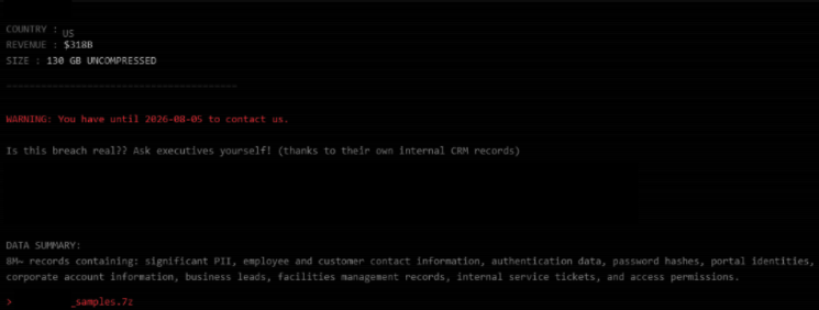 Victim listed containing what looks like to be Dataverse data on Threat Actors Data Leak Site (DLS).